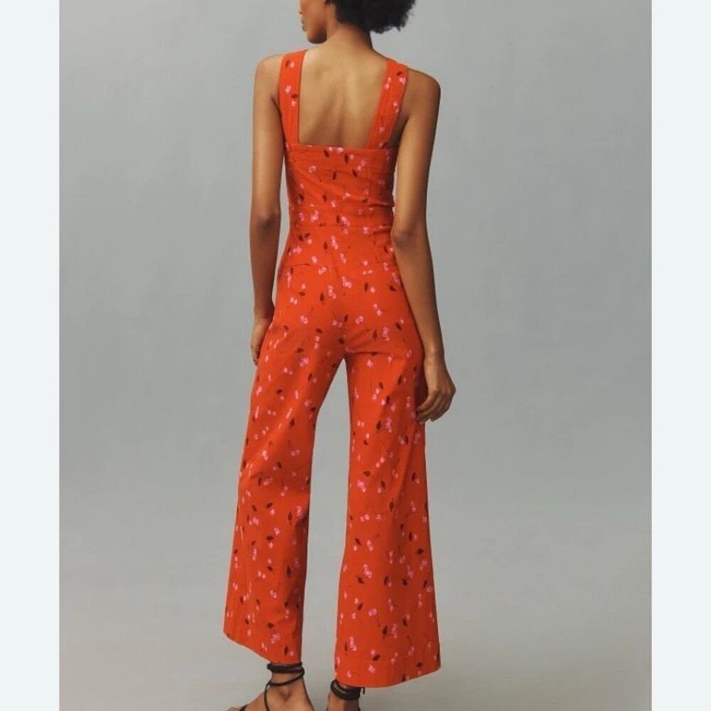 Maeve Orange Floral Button-Front Jumpsuit - Picture 2 of 14